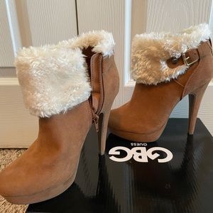 GBG suede ankle fur booties